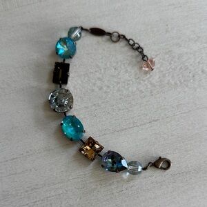 Sabika Vienna size Multi-Stone Bracelet in Teal and Smoky Hues